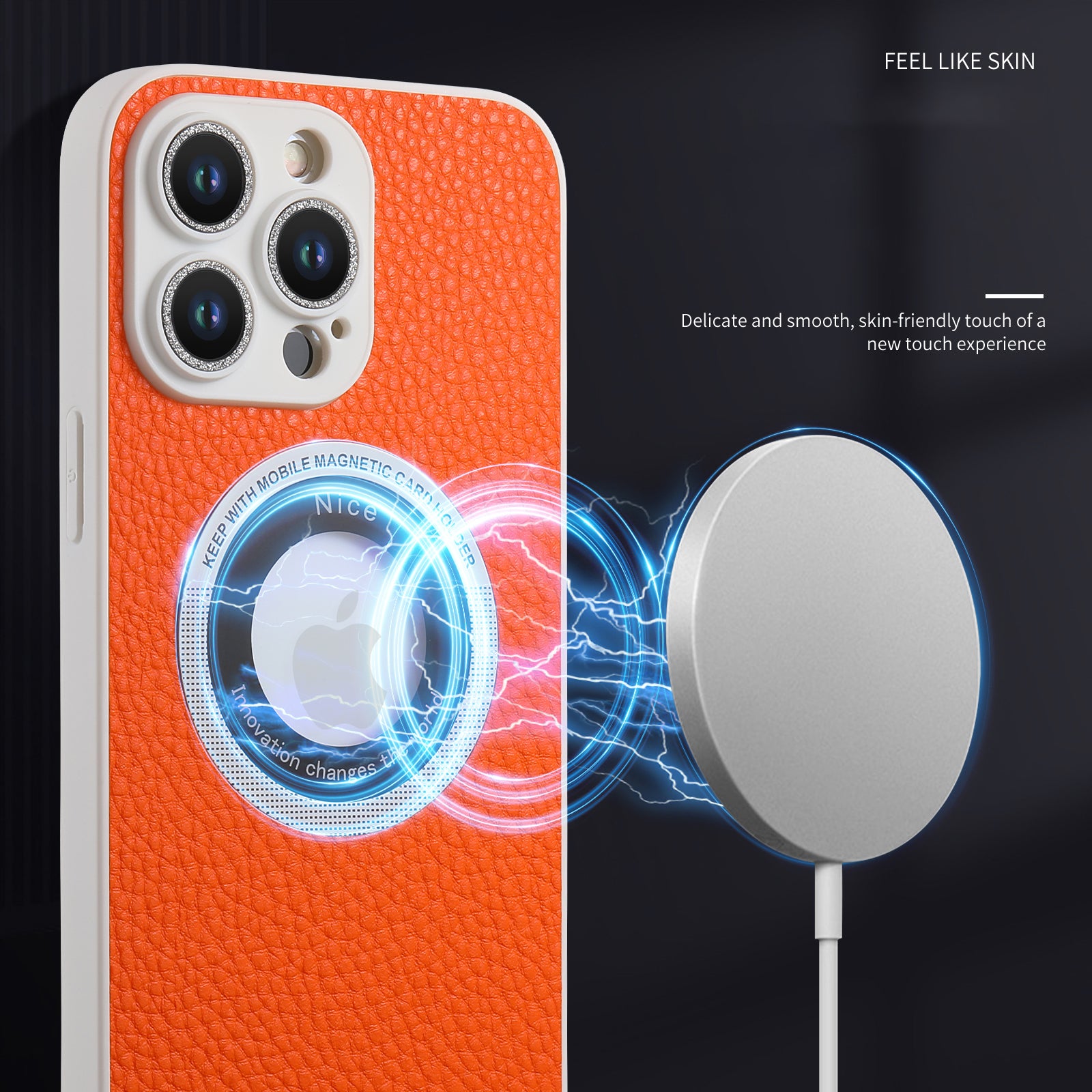 Pro iPhone 14 Pro Max Pouzdro na telefon kompatibilní s MagSafe Leather Coated TPU Cover s Glitter Glass Lens Protector Pro iPhone 14 Pro Max Pouzdro na telefon kompatibilní s MagSafe Leather Coated TPU Cover s Glitter Glass Lens Protector